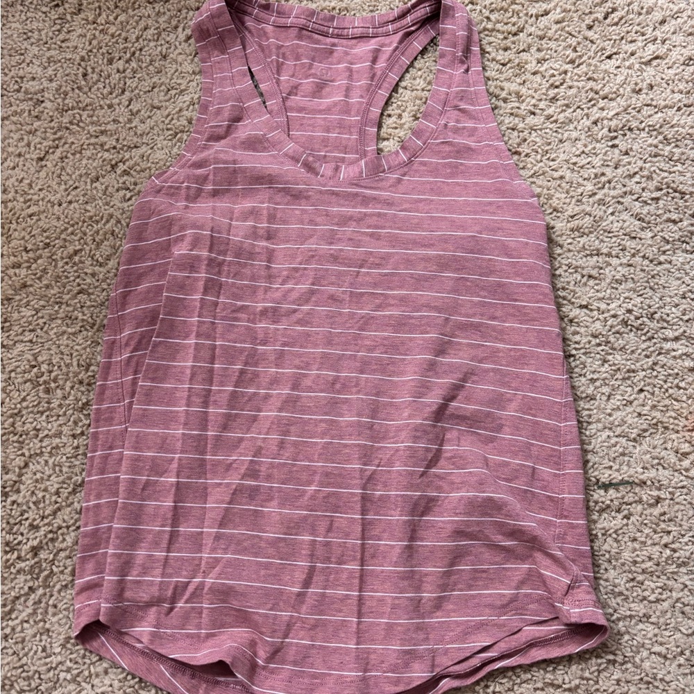 Pink and white ye striped lululemon tank top size 4